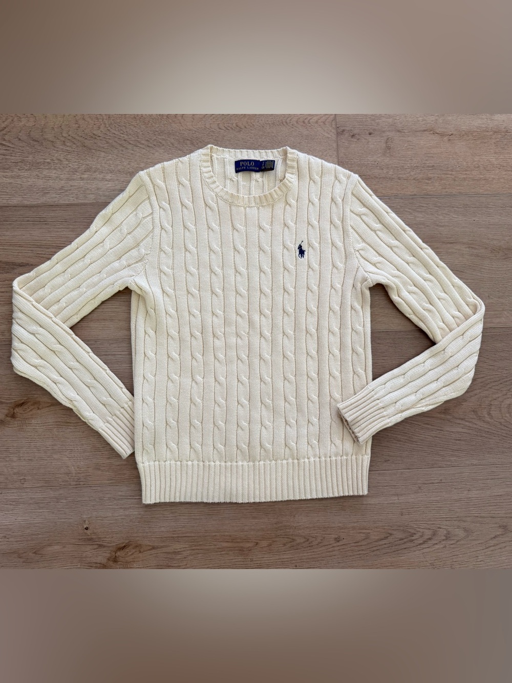 Polo Ralph Lauren Cable Knit Crewneck Sweater Small Cream